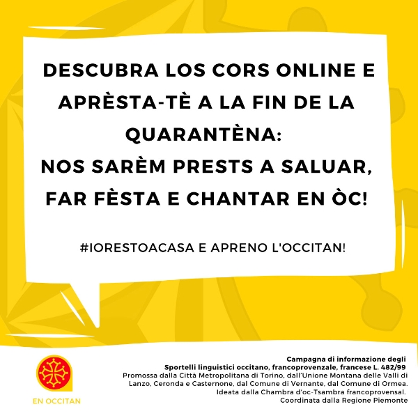 "#iorestoacasa" e parlo francoprovensal, occitan, français